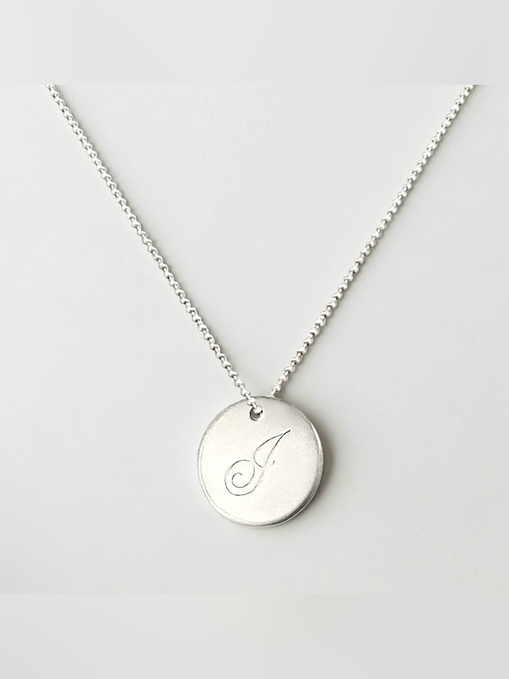 Tiffany & Co Vintage 925 Sterling Silver Initial J Notes Circle Pendant Necklace